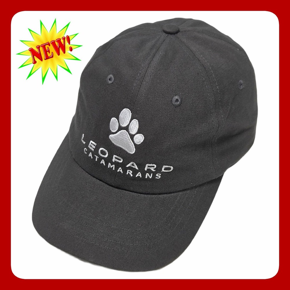Leopard Catamarans Charcoal Gray Cotton Embroidered Paw Logo Baseball Hat OSFM